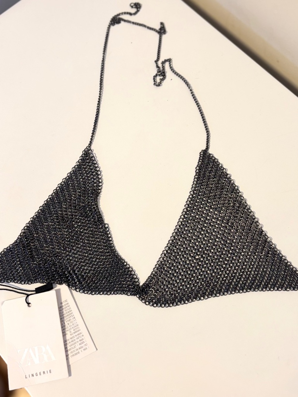 Zara Chain Link Weave Sheer Bikini Bralette Top Adjustable Metal Womens Medium